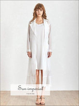Women's sheer maxi coat dress with attached mini dress