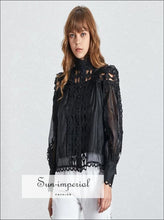 Women's sheer turtleneck stand collar top