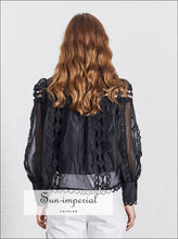 Women's sheer turtleneck stand collar top