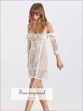 Women's square neck backless puff sleeve mini dress
