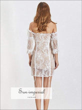 Women's square neck backless puff sleeve mini dress