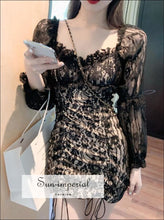 Women's square neck backless puff sleeve mini dress