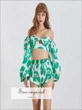 Women's tropical print 2-piece shorts set