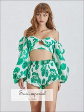 Women's tropical print 2-piece shorts set