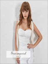 Women's vintage tie strap ruched cami top