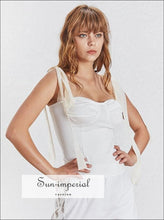 Women's vintage tie strap ruched cami top