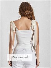 Women's vintage tie strap ruched cami top