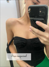 Women's vintage tie strap ruched cami top
