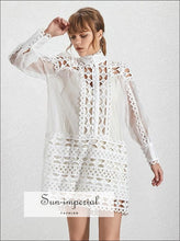 Women's vintage turtleneck lantern sleeve mini dress