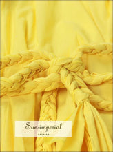 Women's yellow A-line tie-dye puff sleeve dress