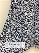 Sun-imperial Yellow Flowers Print Short Sleeve Mini Dress Buttoned Summer blue, dress, floral outfit, print, flower print SUN-IMPERIAL 