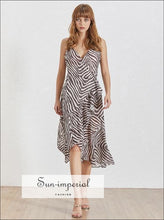 Zebra Striped V-Neck A-Line Midi Dress - Sun Imperial product photo 4