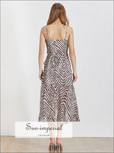Zebra Striped V-Neck A-Line Midi Dress - Sun Imperial product photo 5