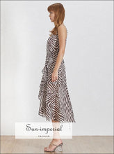 Zebra Striped V-Neck A-Line Midi Dress - Sun Imperial product photo 6