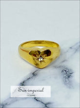 Gold Plated Sunburst Heart Signet Ring Sun-Imperial United States