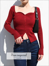 Sweetheart Neckline Cardigan Sweater - Sun Imperial (photo 1)