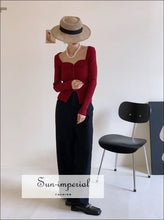 Sweetheart Neckline Cardigan Sweater - Sun Imperial (photo 2)