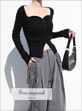 Sweetheart Neckline Cardigan Sweater - Sun Imperial (photo 3)