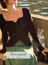 Sweetheart Neckline Cardigan Sweater - Sun Imperial (photo 4)