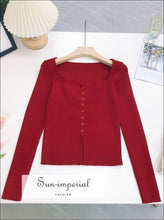 Sweetheart Neckline Cardigan Sweater - Sun Imperial (photo 7)