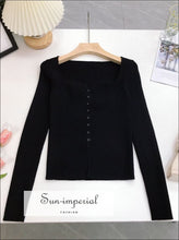 Sweetheart Neckline Cardigan Sweater - Sun Imperial (photo 8)
