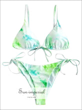 Tie Dye String Bikini Swimsuit - Algae Green