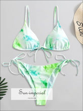 Tie Dye String Bikini Swimsuit - Algae Green