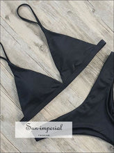 Tie High Leg Bikini Swimsuit - Black bikini, bikini set, hot swimwear, vintage bikni SUN-IMPERIAL United States