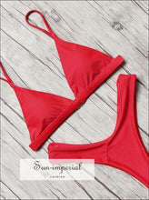 Tie High Leg Bikini Swimsuit - Red
