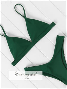 Tie High Leg Bikini Swimsuit - Green bikini, bikini set, green, hot swimwear SUN-IMPERIAL United States