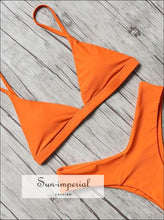 Tie High Leg Bikini Swimsuit - Orange bikini, bikini set, hot orange, rust color SUN-IMPERIAL United States