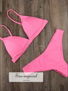 Tie High Leg Bikini Swimsuit - Pink bikini, bikini set, hot pink, swimwear SUN-IMPERIAL United States