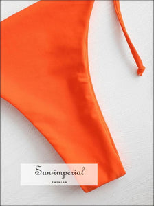 Tie Underwire Balconette Bikini Set - Halloween Orange