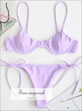 Tie Underwire Balconette Bikini Set - Mauve SUN-IMPERIAL United States