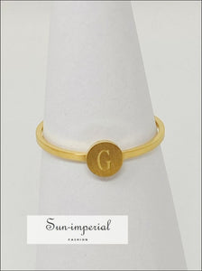 Gold Plated Tiny Initial Ring Sun-Imperial United States