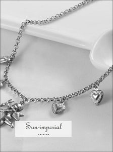 Titanium Stainless Steel Love Angel Wing Heart Bell Clavicle Chain Necklace SUN-IMPERIAL United States