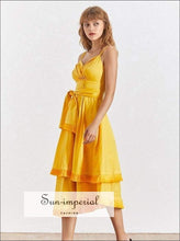 Tivoli Dress- Cami Strap Dress Women Sleeveless High Waist Lace up Backless Patchwork