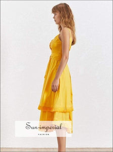 Tivoli Dress- Cami Strap Dress Women Sleeveless High Waist Lace up Backless Patchwork