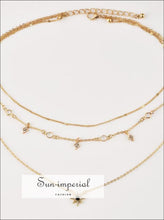 Triple Layered Crystal Bead Necklace - Sun Imperial (photo 1)