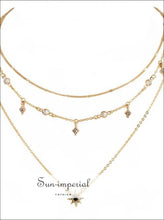 Triple Layered Crystal Bead Necklace - Sun Imperial (photo 2)