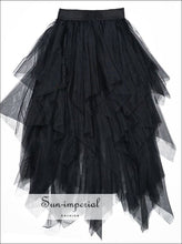 Tulle Skirts Elastic High Waist Mesh Tutu Pleated Midi Skirt SUN-IMPERIAL United States