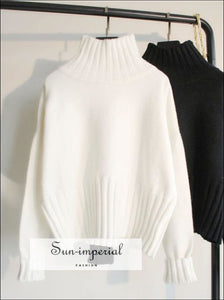 Turtleneck Sweater for Women Pullover High Elasticity Knitted Ribbed Slim Jumper