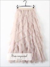 Tutu Tulle Skirt Long Maxi Skirt Pink Black Grey Apricot Tutu High Waist Pleated Skirt