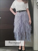 Tutu Tulle Skirt Long Maxi Skirt Pink Black Grey Apricot Tutu High Waist Pleated Skirt