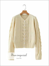 Twist Front Knit Cardigan Sweater - Sun Imperial (photo 1)