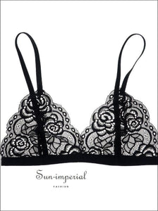 Ultra thin Sexy Floral Lace Bras for Women Transparent Wireless Bralette Bralette, vintage style SUN-IMPERIAL United States