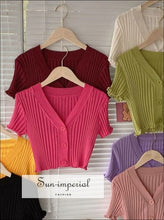 V-Neck Cropped Cardigan Top - Sun Imperial (photo 2)
