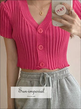 V-Neck Cropped Cardigan Top - Sun Imperial (photo 3)