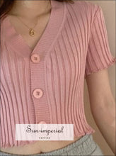 V-Neck Cropped Cardigan Top - Sun Imperial (photo 4)
