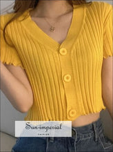V-Neck Cropped Cardigan Top - Sun Imperial (photo 6)